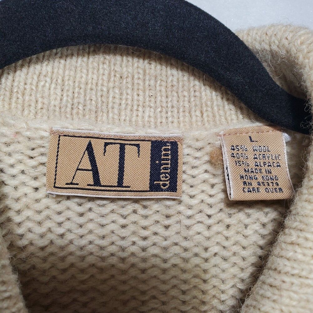 L Ann Taylor Denim Wool Blend Cardigan Sweater Collar Button Floral Embroidered - Picture 4 of 10